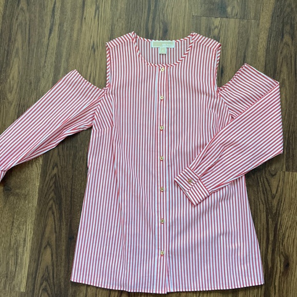 Michael Kors Womens size Small cold shoulder button down blouse - Picture 1 of 6